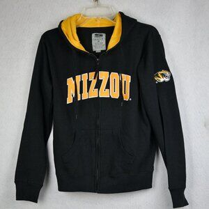 Mizzou Missouri Tigers Black/Gold Zip Hoodie Pockets Embroidered Logo Size M